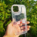Teddy Bear Print Silver Glitter Foil Clear Soft Case for iPhone 14 Pro - Ktusu