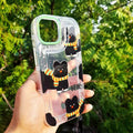 Teddy Bear Print Silver Glitter Foil Clear Soft Case for iPhone 14 Pro - Ktusu