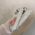 Teddy Bear Print Silver Glitter Foil Clear Soft Case for iPhone 14 Pro - Ktusu