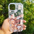 Teddy Bear Print Silver Glitter Foil Clear Soft Case for iPhone 14 Pro iPhone 14 Pro / Teddy & Flower - Ktusu