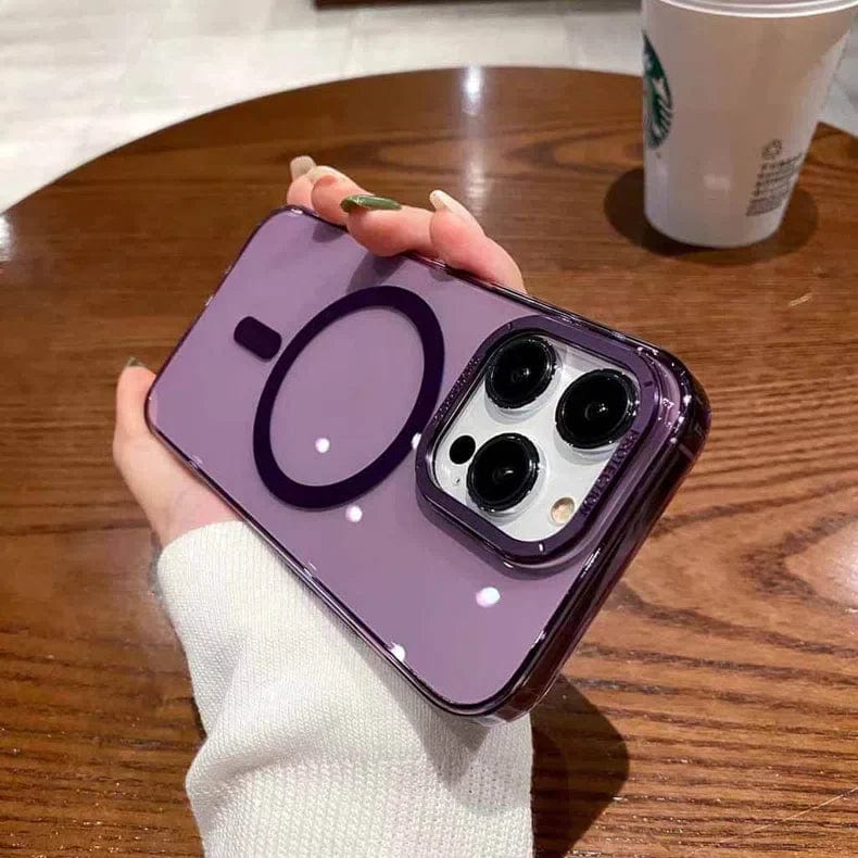 Ultra Slim Thin Transparent Magsafe Support Hard Case for iPhone 14 iPhone 14 / with magsafe / Deep Purple - Ktusu