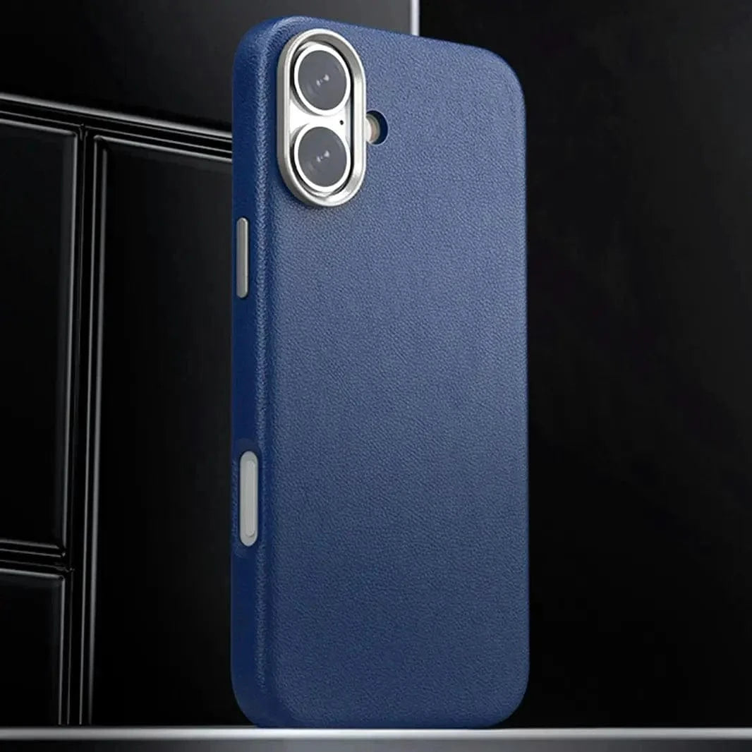 Vegan Leather Metal Button Magsafe Case for iPhone 16 Pro - Ktusu