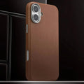Vegan Leather Metal Button Magsafe Case for iPhone 16 Pro - Ktusu