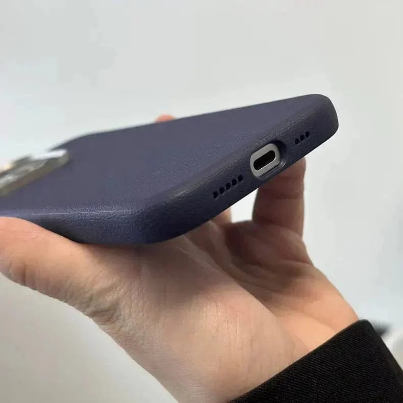 Vegan Leather Metal Button Magsafe Case for iPhone 16 Pro - Ktusu