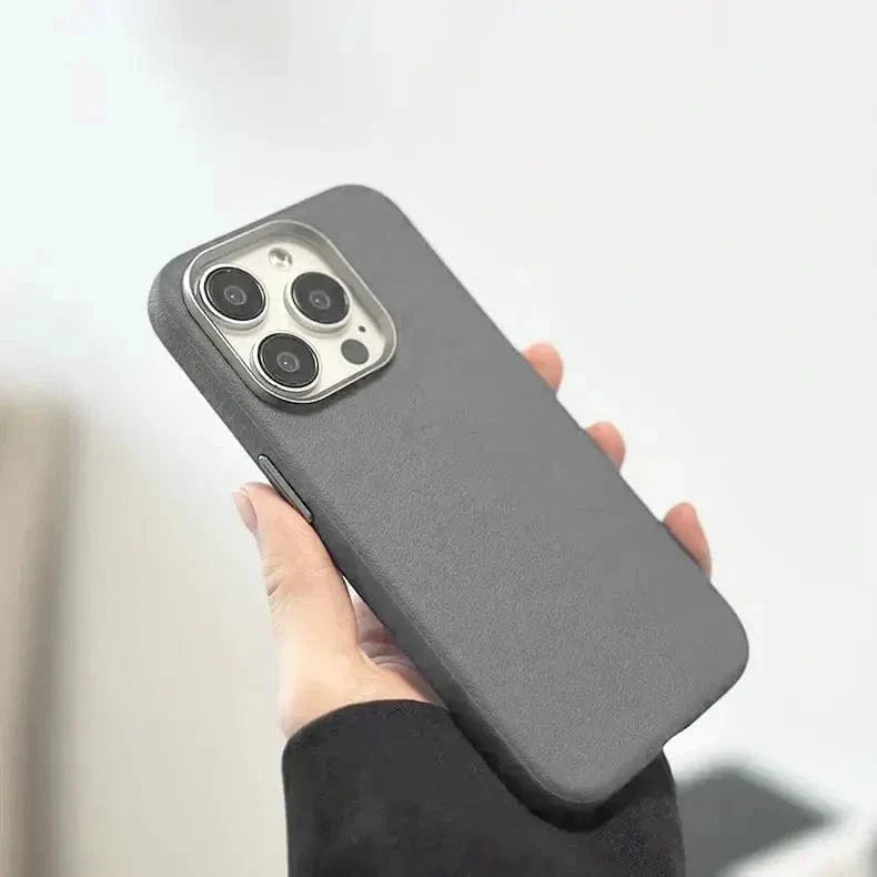 Vegan Leather Metal Button Magsafe Case for iPhone 16 Pro - Ktusu