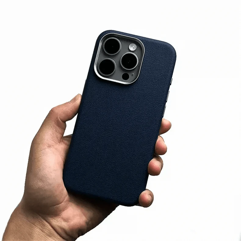 Vegan Leather Metal Button Magsafe Case for iPhone 16 Pro - Ktusu