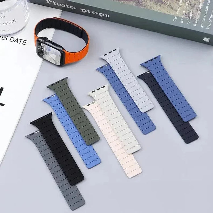 Velour Silicone Magnetic Loop for Apple Watch 42 | 44 | 45 | Ultra 49 | 46mm S10 42 | 44 | 45 | Ultra 49 | 46mm S10 / Orange Midnight Blue - Ktusu