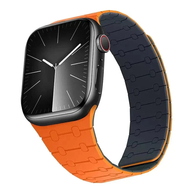 Velour Silicone Magnetic Loop for Apple Watch 42 | 44 | 45 | Ultra 49 | 46mm S10 42 | 44 | 45 | Ultra 49 | 46mm S10 / Orange Midnight Blue - Ktusu