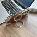 Walnut Wood Pattern Metal Frameless Kickstand Ring Case for Samsung S24 Ultra - Ktusu