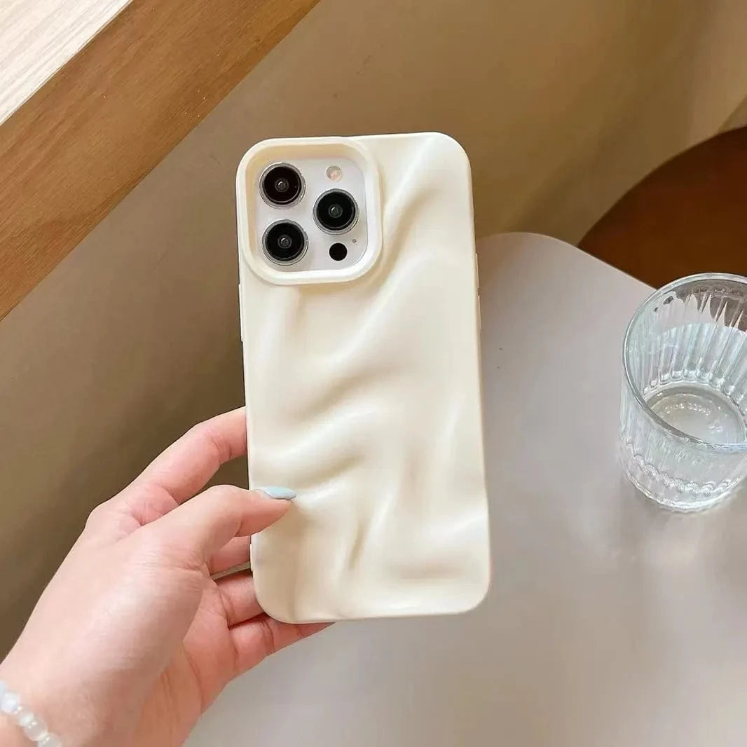 Water Ripple Pattern Silicone Soft Case for iPhone 15 iPhone 15 / cream - Ktusu