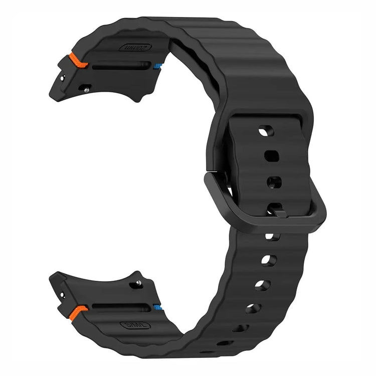 Wave Silicone Sport Band for Samsung Watch4 | 5 | 6 | 7 Watch4 | 5 | 6 | 7 / Black - Ktusu