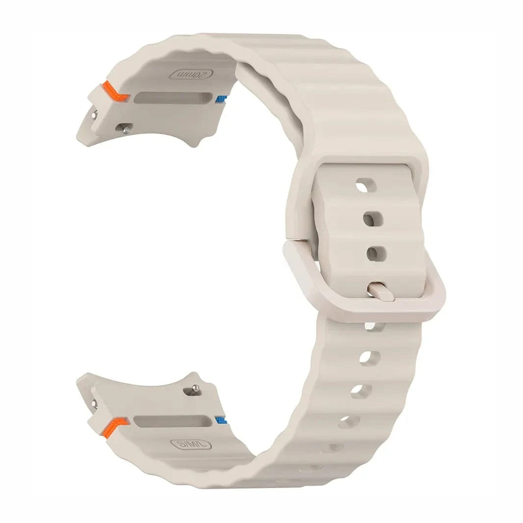 Wave Silicone Sport Band for Samsung Watch4 | 5 | 6 | 7 Watch4 | 5 | 6 | 7 / Cream - Ktusu