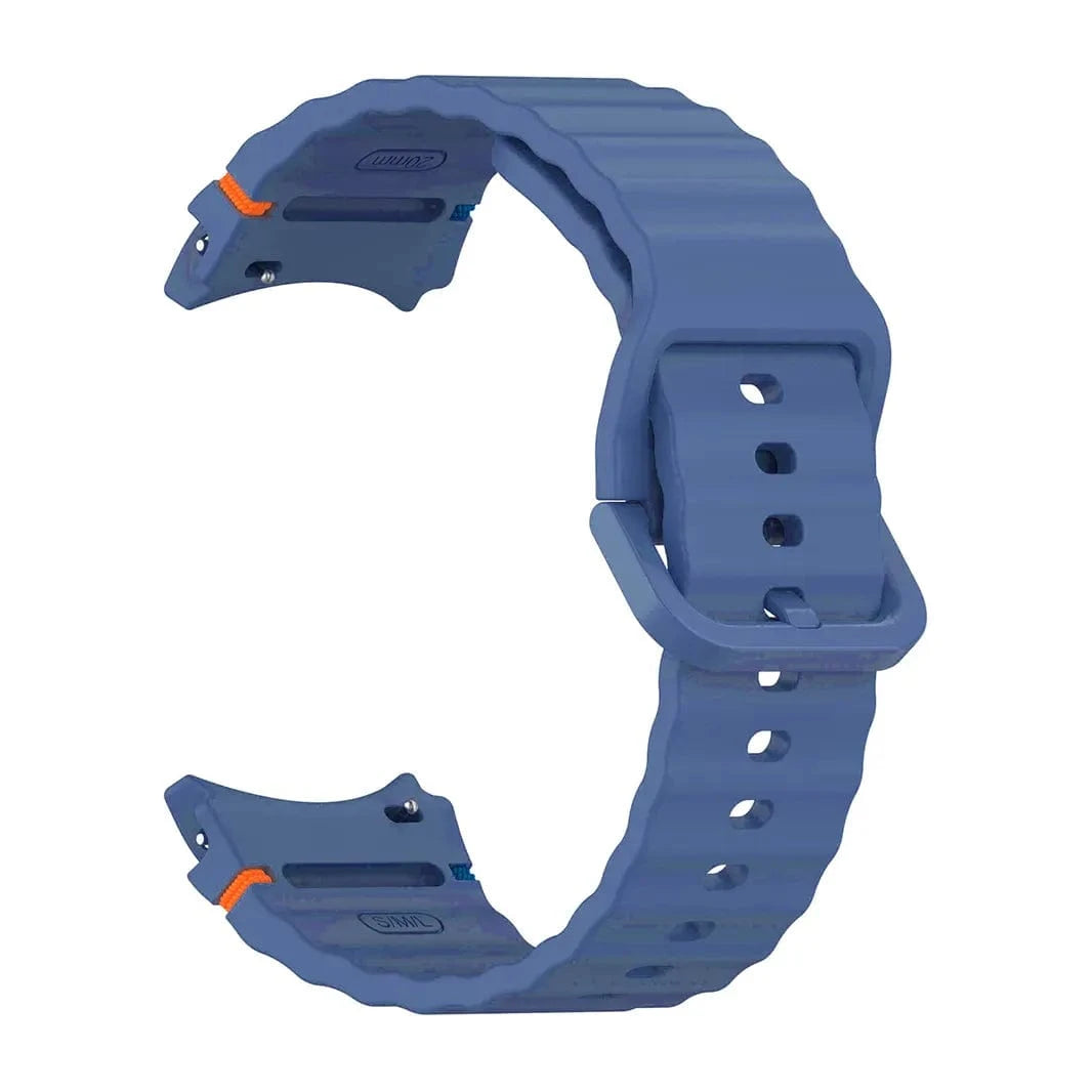 Wave Silicone Sport Band for Samsung Watch4 | 5 | 6 | 7 Watch4 | 5 | 6 | 7 / Steel Blue - Ktusu