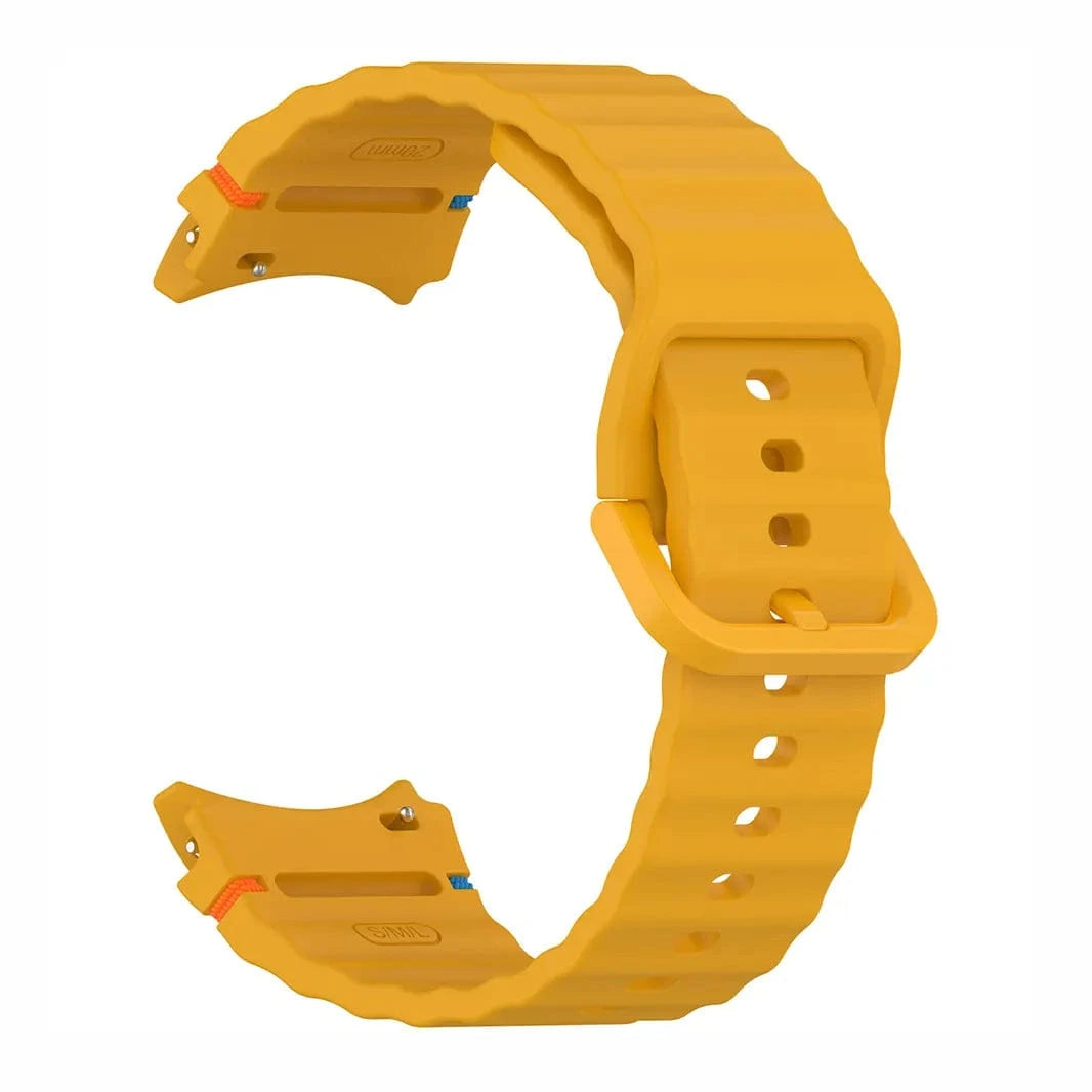 Wave Silicone Sport Band for Samsung Watch4 | 5 | 6 | 7 Watch4 | 5 | 6 | 7 / Turmeric Yellow - Ktusu