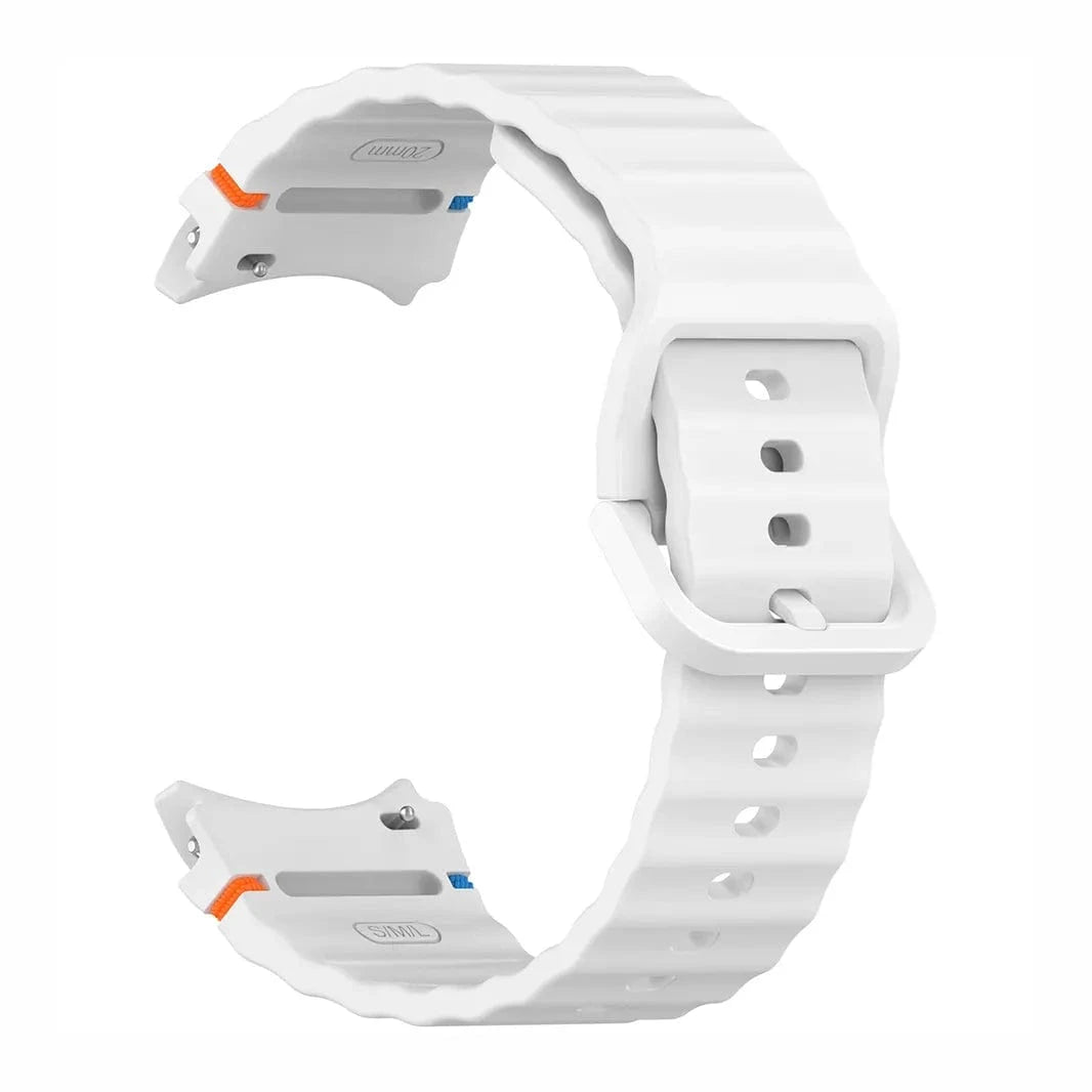 Wave Silicone Sport Band for Samsung Watch4 | 5 | 6 | 7 Watch4 | 5 | 6 | 7 / White - Ktusu