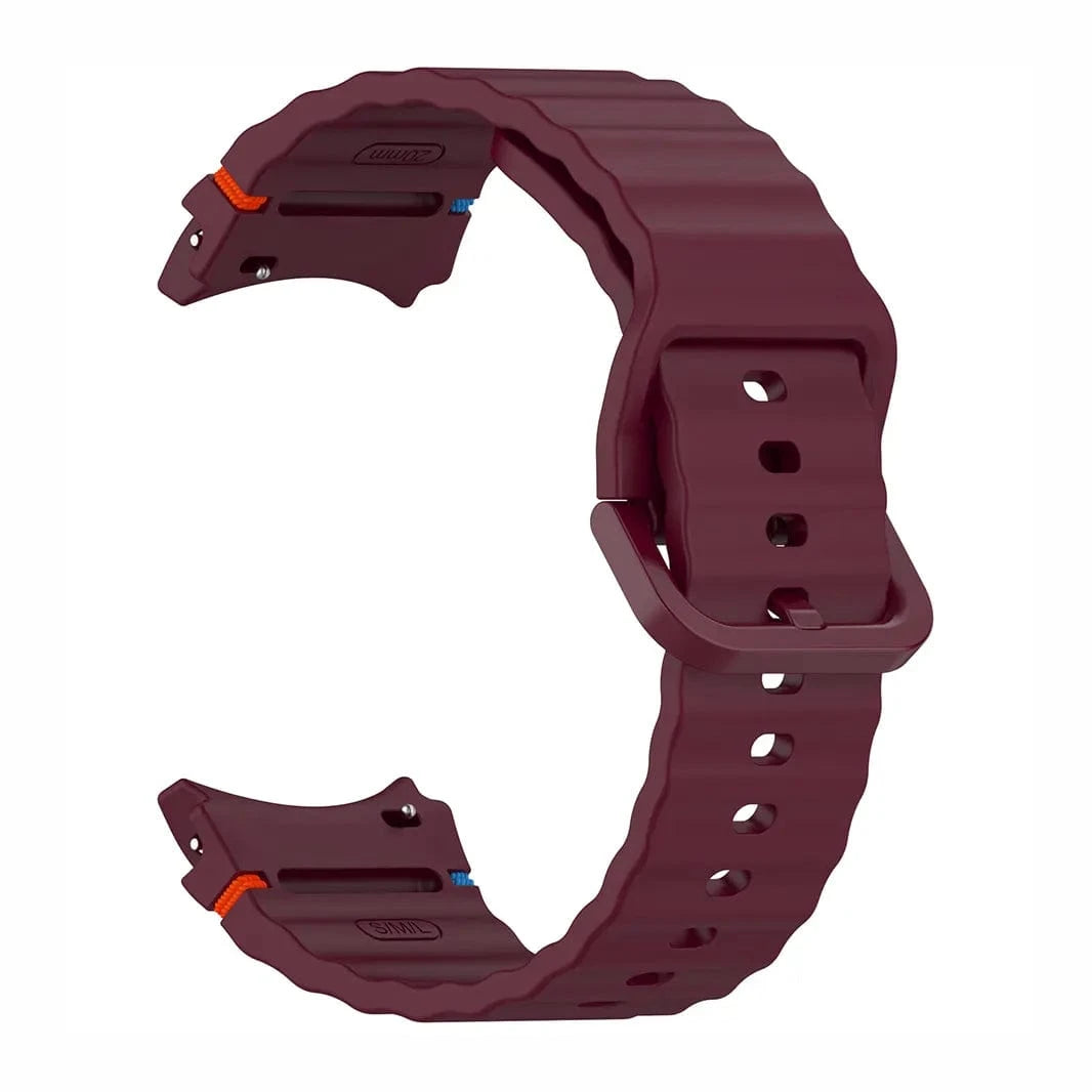 Wave Silicone Sport Band for Samsung Watch4 | 5 | 6 | 7 Watch4 | 5 | 6 | 7 / wine - Ktusu