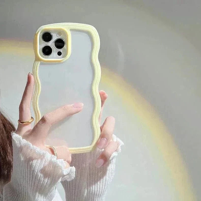Wavy Edge Soft TPU Dual Layer Case for iPhone 11 iPhone 11 / Light Yellow - Ktusu