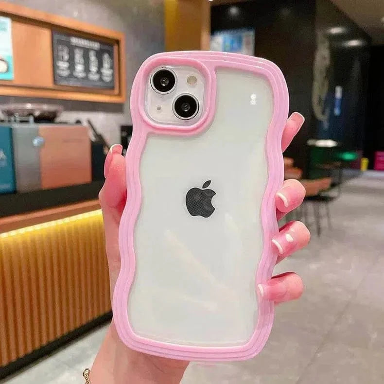Wavy Edge Soft TPU Dual Layer Case for iPhone 13 iPhone 13 / Pink - Ktusu