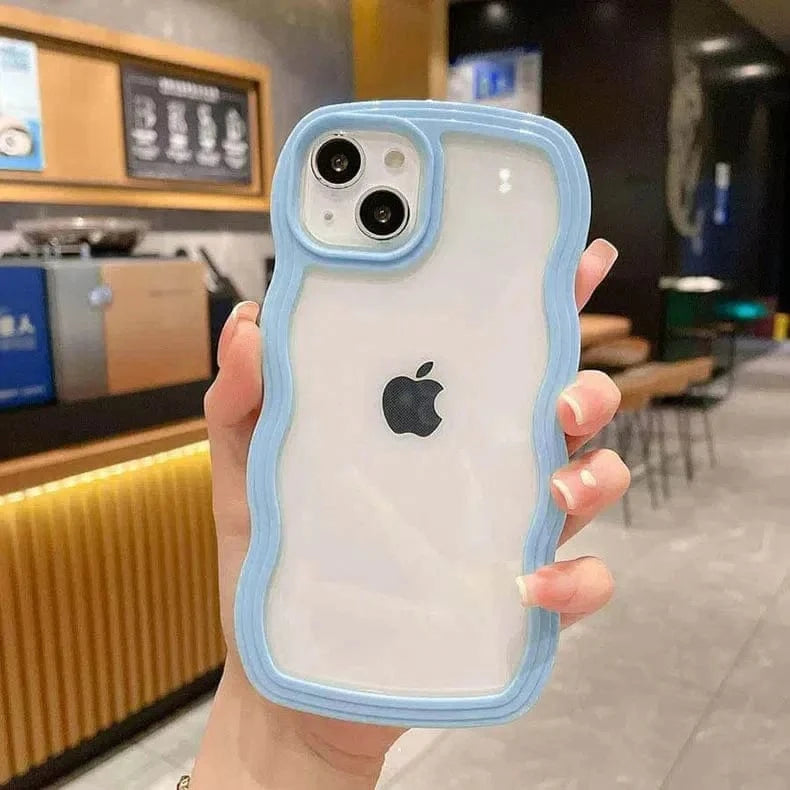 Wavy Edge Soft TPU Dual Layer Case for iPhone 13 iPhone 13 / Sky Blue - Ktusu