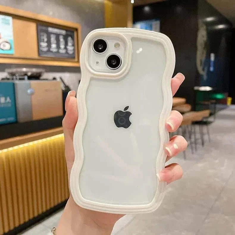 Wavy Edge Soft TPU Dual Layer Case for iPhone 13 iPhone 13 / White - Ktusu