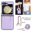 Cases & Covers for Samsung Z Flip6 / Lavender Lanyard Crossbody Wrist Strap Leather Case for Samsung Z Flip 6