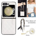 Cases & Covers for Samsung Z Flip6 / White Lanyard Crossbody Wrist Strap Leather Case for Samsung Z Flip 6