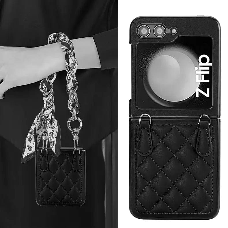 Lanyard Crossbody Wrist Strap PU Leather Case for Samsung Z Flip6