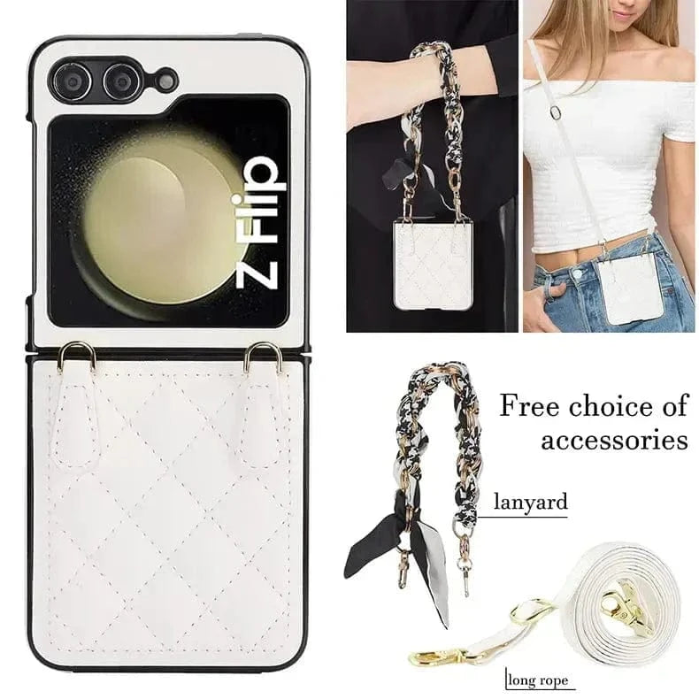 Lanyard Crossbody Wrist Strap PU Leather Case for Samsung Z Flip6