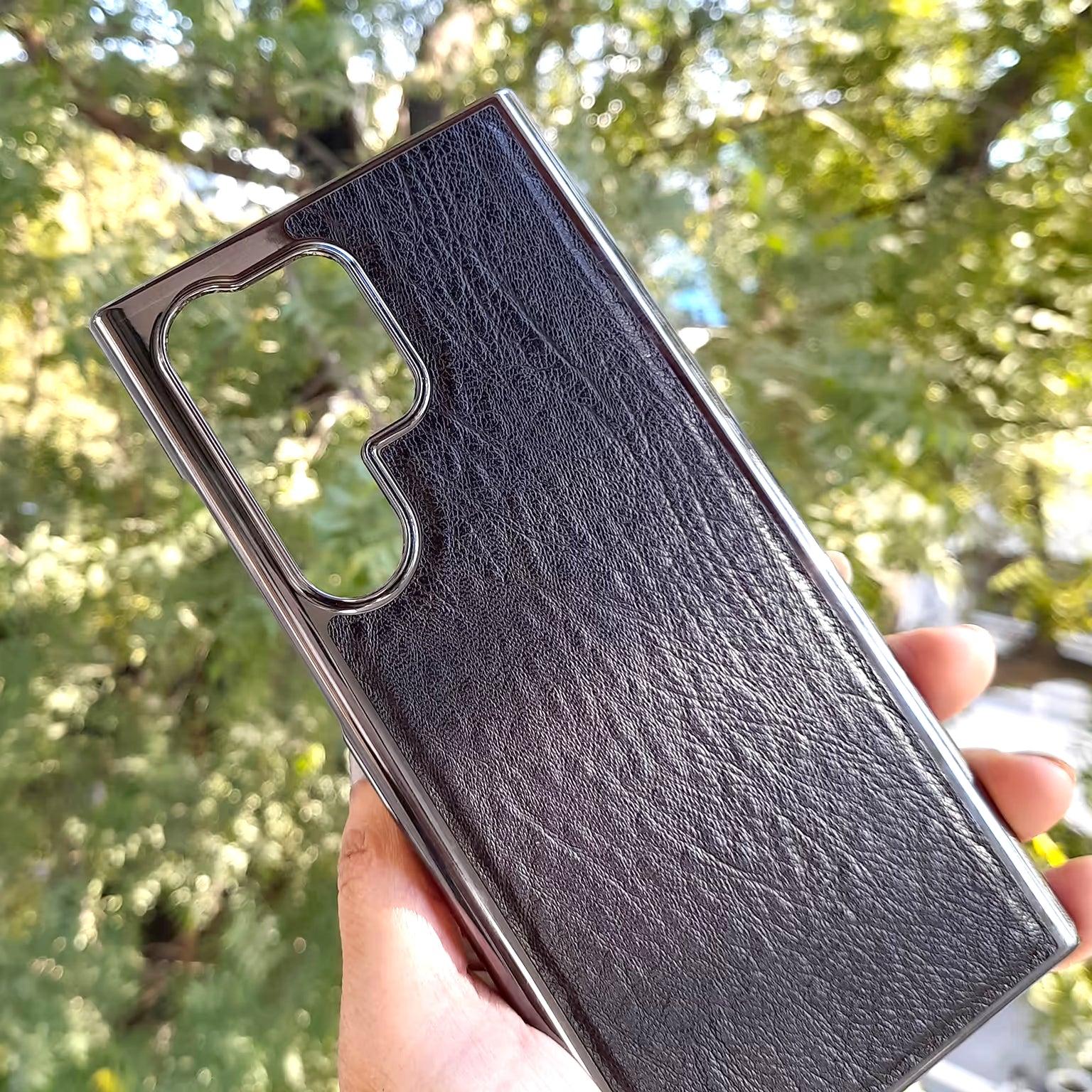 Electroplated Grainy Leather Texture Back Case for Samsung S25