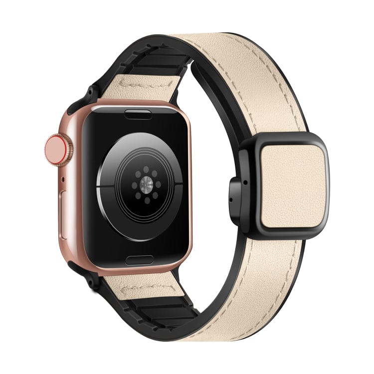 Leather Soft Silicone Rubber Magnetic Buckle Watch Band for Apple Watch 42 | 44 | 45 | Ultra 49 | 46mm S10