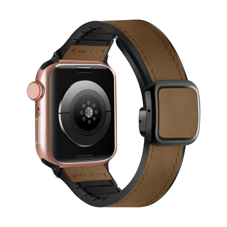 Leather Soft Silicone Rubber Magnetic Buckle Watch Band for Apple Watch 42 | 44 | 45 | Ultra 49 | 46mm S10