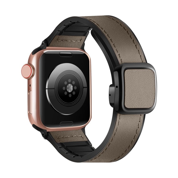 Leather Soft Silicone Rubber Magnetic Buckle Watch Band for Apple Watch 42 | 44 | 45 | Ultra 49 | 46mm S10
