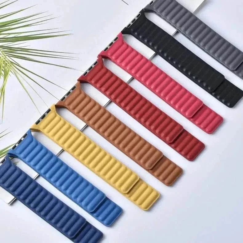 Leather Texture Magnetic Link Strap for Apple Watch 42 | 44 | 45 | Ultra 49 | 46mm S10