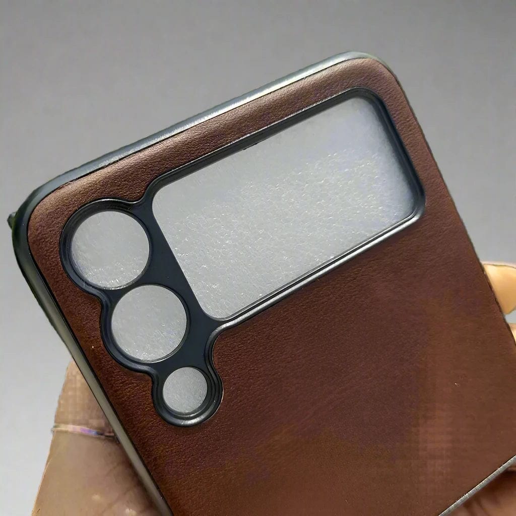 Cases & Covers for Samsung Z Flip3 / Tan Brown Leather Texture Phone Back Case for Samsung Galaxy Z Flip3