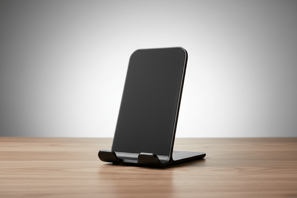 light gray radial background aesthetic view on store display wood desk closeup shot