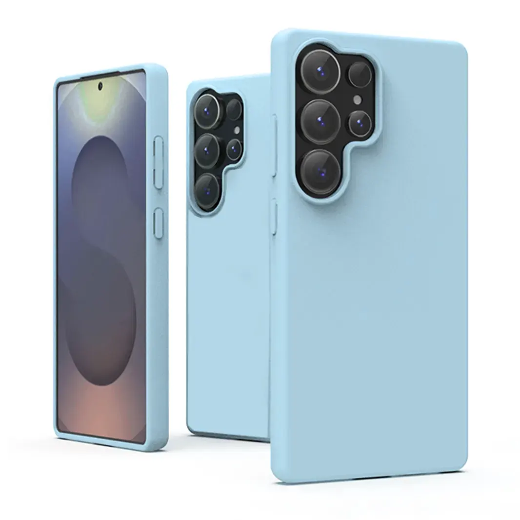 ktusu Generic Cases & Covers Liquid Silicone Soft Touch Feel hard Case for Samsung S24 Ultra Mist Blue