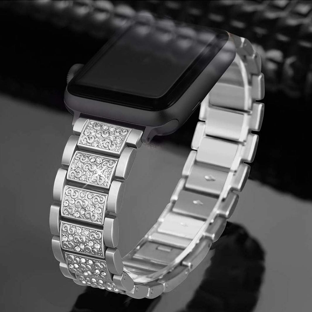 Silver Luxury Bling Rhinestone Dressy Jewelry Metal Band for Apple Watch 42 | 44 | 45 | Ultra 49 | 46mm S10 Watch Bands