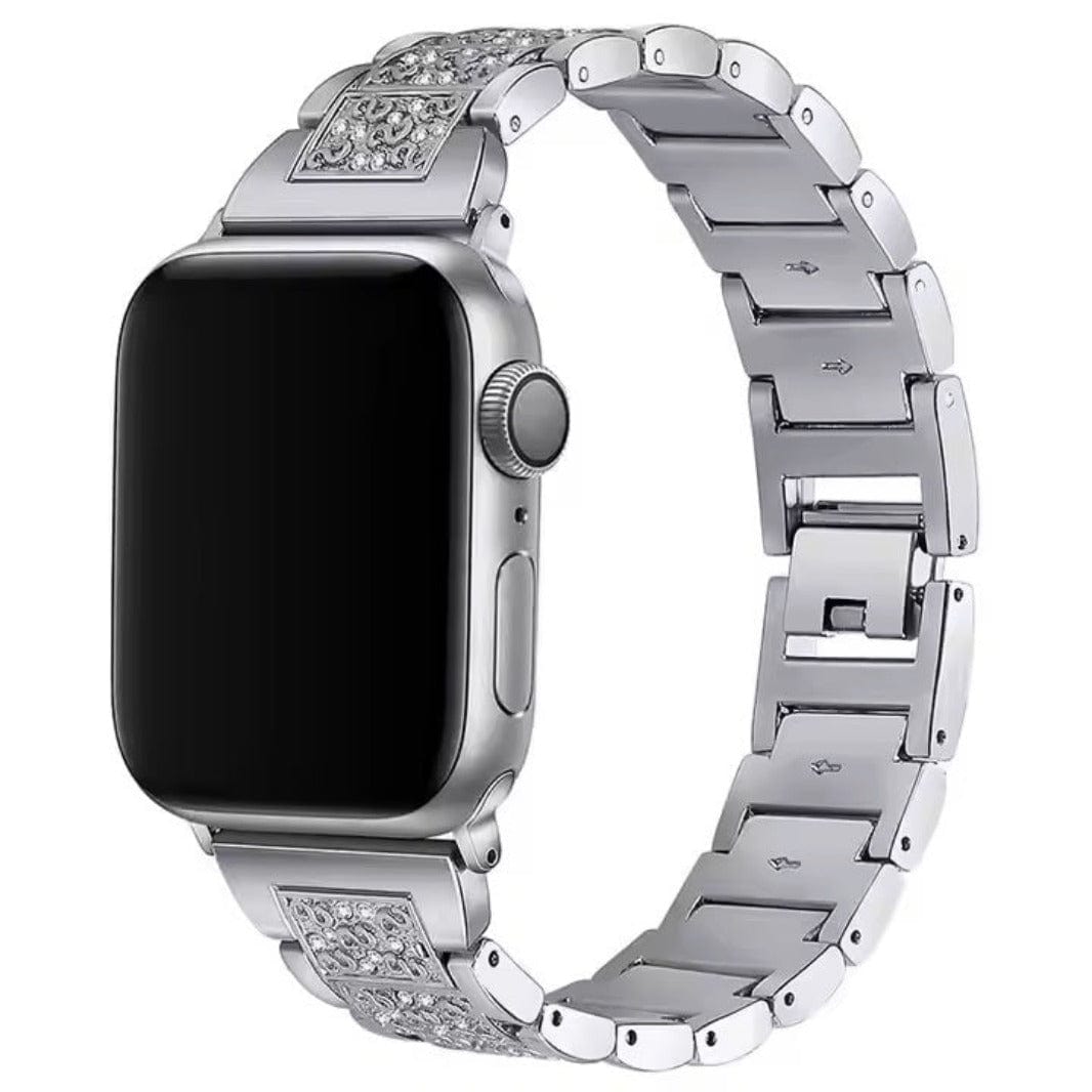 Silver Luxury Bling Rhinestone Dressy Jewelry Metal Band for Apple Watch 42 | 44 | 45 | Ultra 49 | 46mm S10 Watch Bands