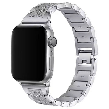 Silver Luxury Bling Rhinestone Dressy Jewelry Metal Band for Apple Watch 42 | 44 | 45 | Ultra 49 | 46mm S10 Watch Bands