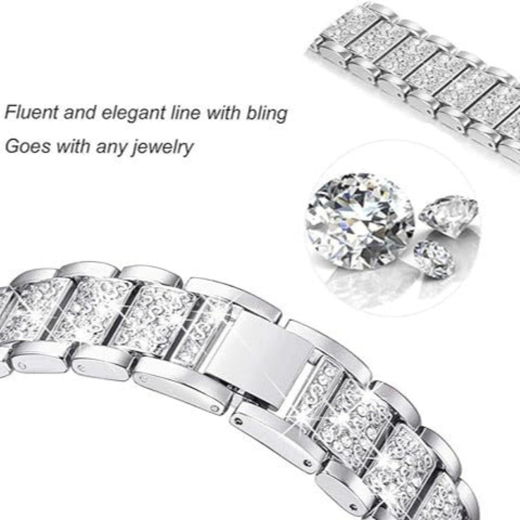 Luxury Bling Rhinestone Dressy Jewelry Metal Band for Smartwatch 22mm