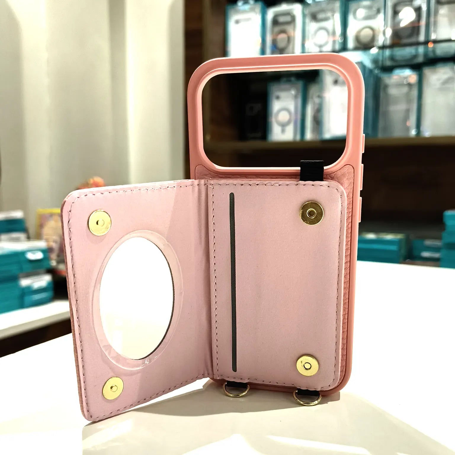 Cases & Covers Luxury Crossbody Mirror Wallet Cards Solt Leather Case for iPhone 17 Pro Max