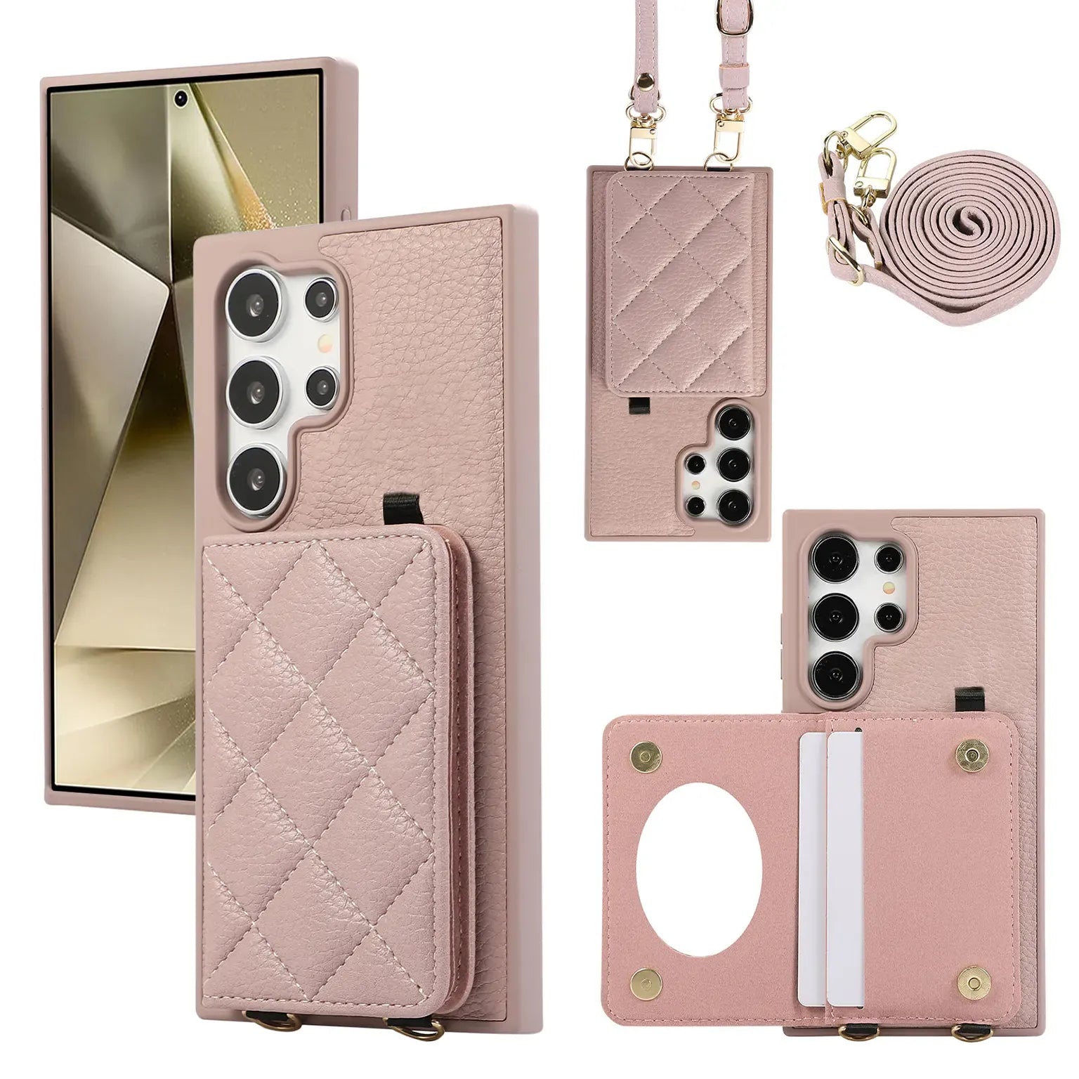 Cases & Covers Luxury Crossbody Mirror Wallet Cards Solt Leather Case for Samsung S26 Ultra
