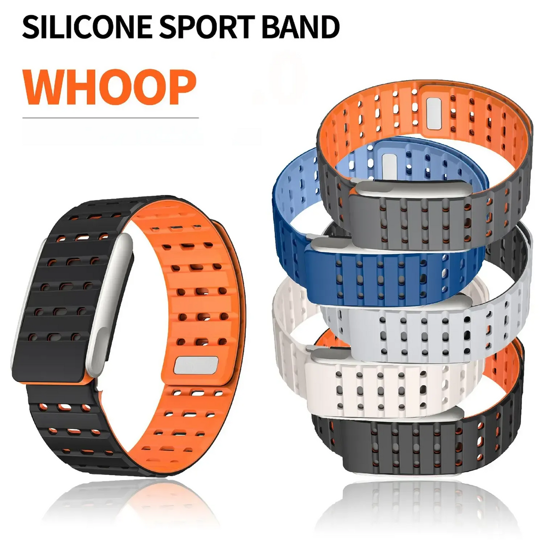 Watch Bands Magnetic Breathable Silicone Soft Sports Loop Adjustable Replacement Strap for Whoop 5.0 (MG) ECG | LIFE