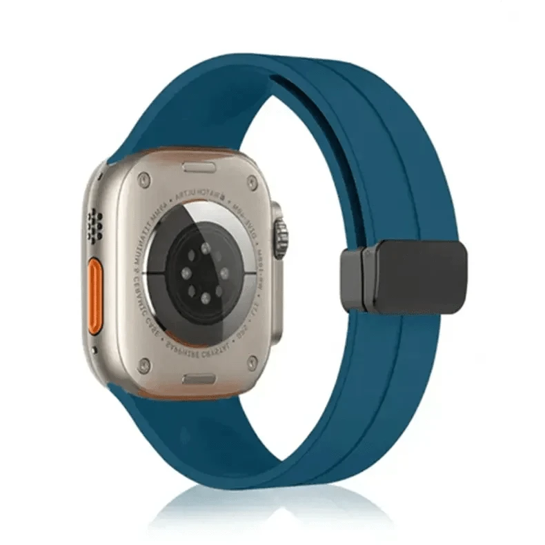 Ocean Blue Magnetic D-Buckle Silicone Band for Apple Watch 38 | 40 | 41 | 42mm S10 Watch Bands