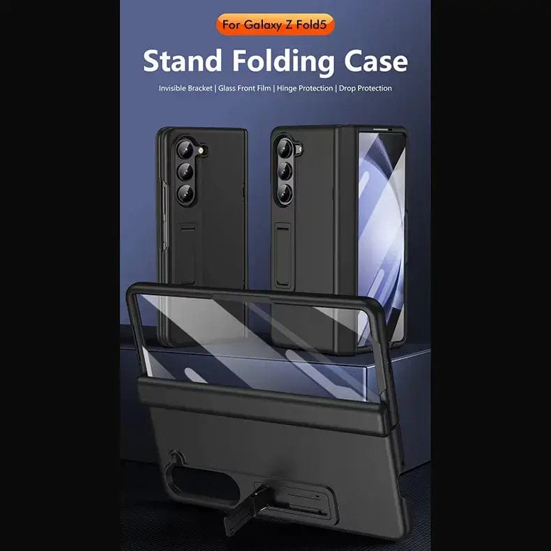 Cases & Covers for Samsung Z Fold5 / Black Magnetic Kickstand Build-in Screen Protector Hinge Protection Case Fold 5