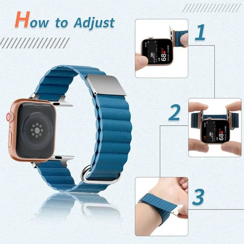 Magnetic Leather Texture Band for Apple Watch 38 | 40 | 41 | 42mm S10