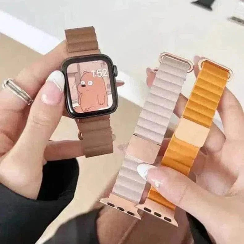 Magnetic Leather Texture Band for Apple Watch 42 | 44 | 45 | Ultra 49 | 46mm S10 Watch Bands