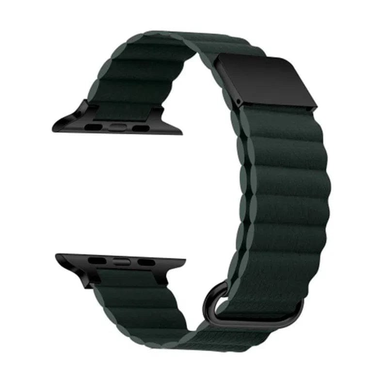 Straps & Bands for 42mm | 44mm | 45mm | Ultra 49mm / Midnight Green Apple Watch Magnetic Leather Strap Watch Band For Watch