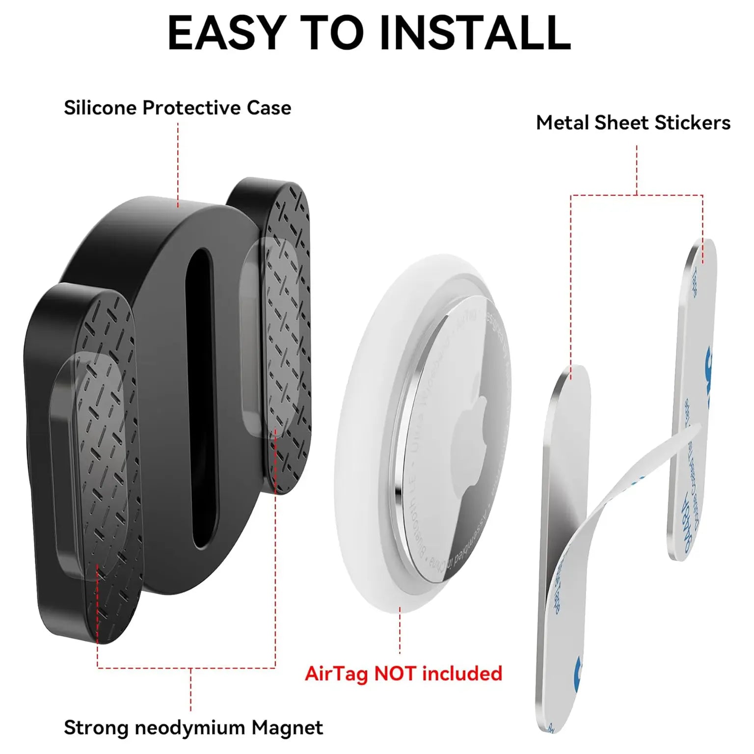 Cases & Covers Magnetic Silicone Air Tag Holder with Strong Magnet and Super Adhesive Sticker for Apple AirTag