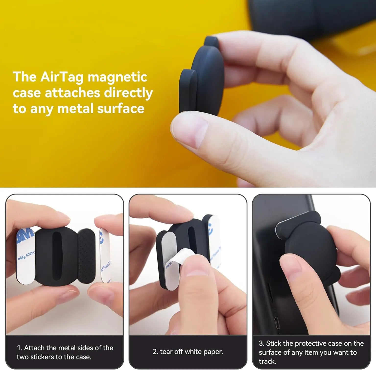 Cases & Covers Magnetic Silicone Air Tag Holder with Strong Magnet and Super Adhesive Sticker for Apple AirTag
